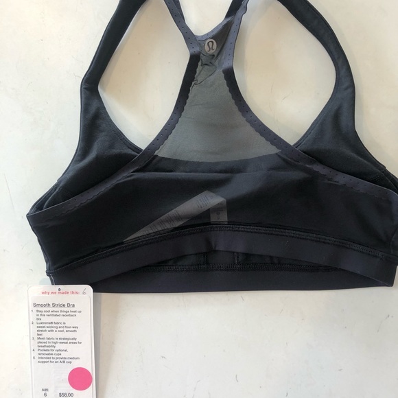 LULULEMON SMOOTH STRIDE BRA BLACK SIZE 6 (AU 10) - Picture 5 of 7